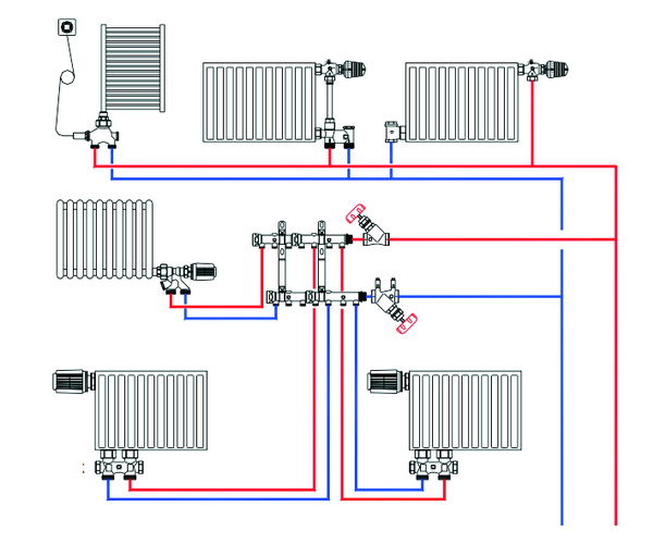 Как работает лучевая схема системы отопления двухэтажного дома 2